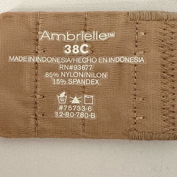 Ambrielle Bra Size 38C Underwire Soft Molded Cups Dark Tan Full Coverage 75733-6 - Picture 3 of 8